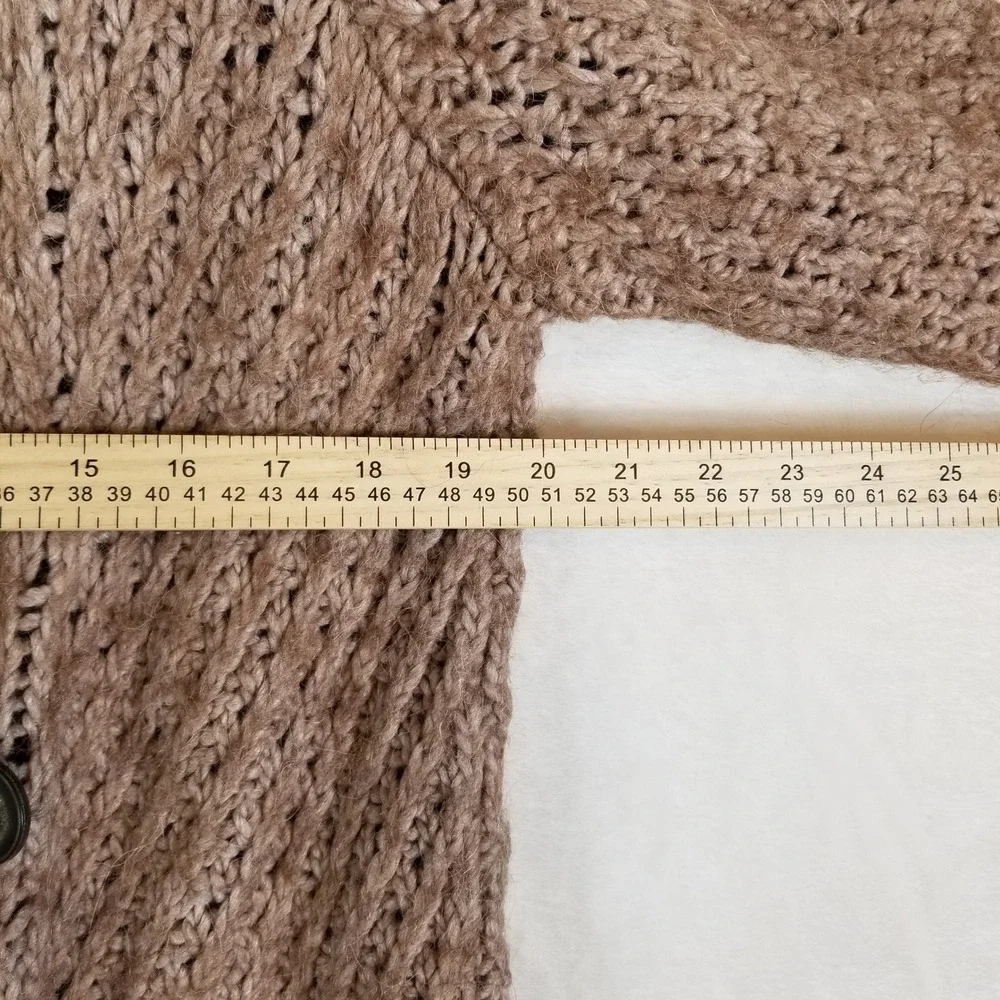 Free People Cardigan Sweater Womens S Taupe Alpaca Wool Blend Chunky Knit